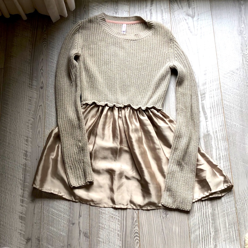 Dress with gold lace skirt